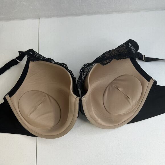 ThirdLove 44E 24/7 Lace Contour Plunge Bra Womens Black Nude Underwire Padded - Picture 8 of 13